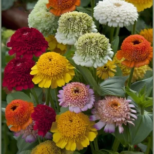 Crested Petal Zinnia Seeds - 25 Count, Ruffled Crown Blooms, Tall Stems - Image 1