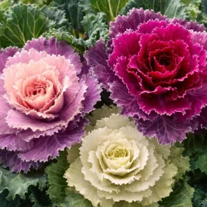 Flowering Kale Ornamental Cabbage Seeds Mix - Pink, Red, White - 25 Seeds - Image 1