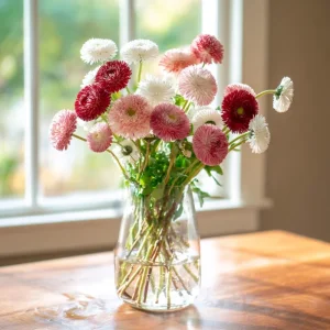 Habanera Mixed Bellis Daisy Seeds – 10 Count – Double Pompon Blooms – Red, Pink, White Mix - Image 2