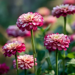 Peppermint Stick Zinnia Seeds - 25 Mix, Heirloom, Red & White Striped Blooms, Outdoor - Image 2