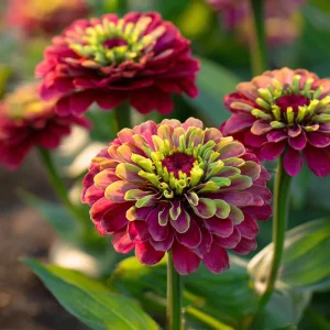 Queen Red Lime Zinnia Seeds - 10 Count, Bi-Color, Zinnia Elegans, Attracts Pollinators - Image 1