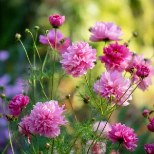 Rose Bonbon Cosmos Seeds - 25 Seeds, Double Rose-Pink Blooms, Easy Grow Annual Flower - Image 1