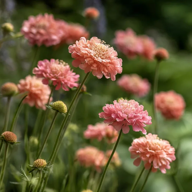 Salmon Queen Scabiosa Seeds - 50 Seeds, Salmon Pink Pincushion Flowers, Outdoor - Image 1