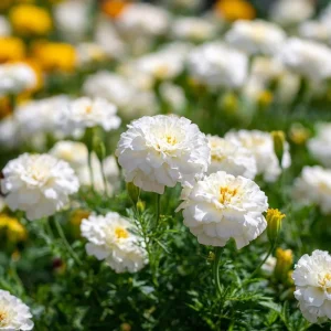 White Swan F1 Marigold Seeds - Edible Flowers, Long-Blooming Annual, 20 Seeds - Image 1