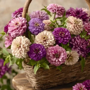 Zinnia Elegans Blueberry Cheesecake Seeds 100 Count - Lavender, Purple & Cream Blooms - Image 1