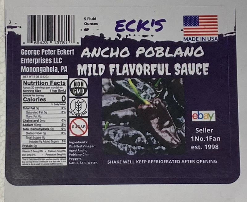 Ancho Poblano Pepper Sauce - Mild, Flavorful, 5 oz Bottle - Image 2