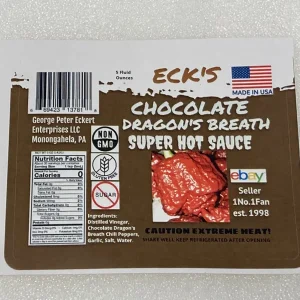 Chocolate Dragon's Breath Super Hot Pepper Sauce - 5 oz Bottle, Extreme Heat - Image 2