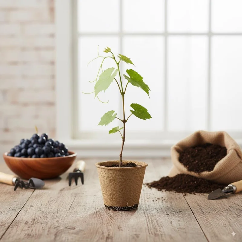 Muscadine Grape Vine - Live Southern Home Starter Plant 5-9 Inches Tall - Cold-Hardy Outdoor - Image 1