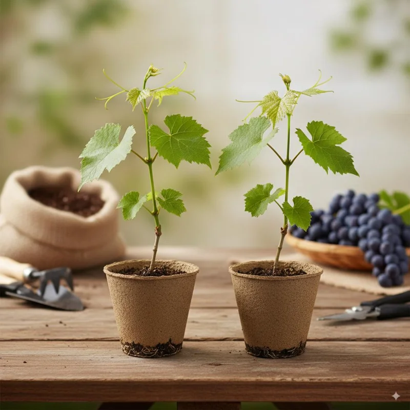 Muscadine Grape Vines Live Starter Plants (2-Pack) – 5-9 Inches Tall – Cold Hardy - Image 1