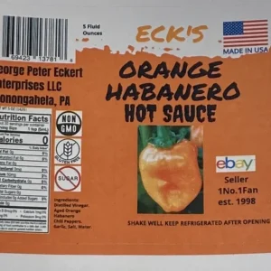 Orange Habanero Hot Pepper Sauce - 5 oz Bottle, Gourmet Spicy Condiment - Image 2