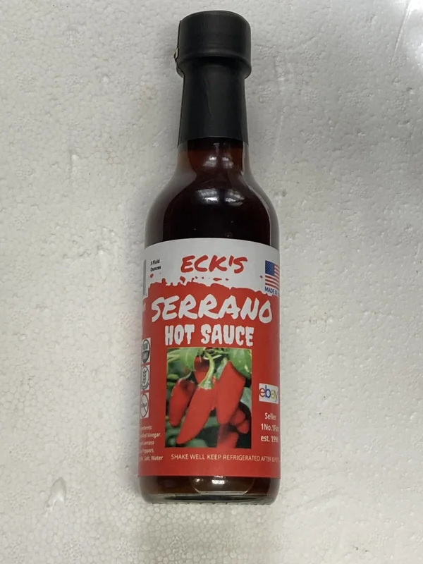 Serrano Hot Pepper Sauce - Organic, Vegan, Gluten-Free, 5 oz Bottle - Image 1