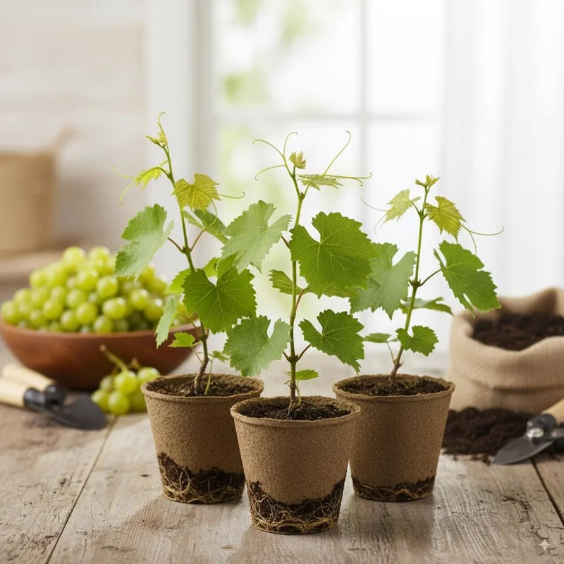 Traminette Grape Vine Live Plant – 4 Pack, 5-9 Inches Tall, Cold-Hardy, Outdoor - Image 1