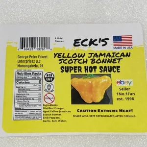 Yellow Jamaican Scotch Bonnet Super Hot Pepper Sauce - 5 oz Bottle - Image 2