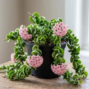Curly Hoya Live Plant - Twisted Rope Hoya Carnosa Compacta - Pink Flower - 4 inch Pot - Image 1