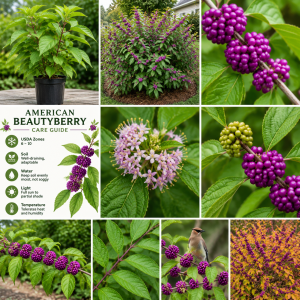 American Beautyberry Live Plant - 4 Inch Pot, Purple Fall Berries, Zones 6-10