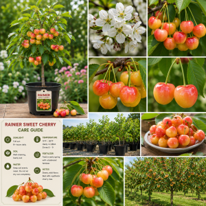 Rainier Sweet Cherry Tree Live Plant - Cold Hardy, 1.5-2.5 Ft, 2 Year Old