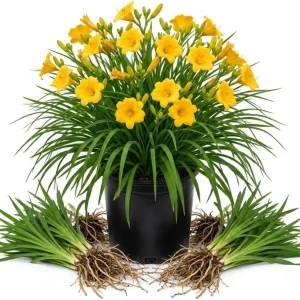5 Yellow Reblooming Daylily Bulbs - Hardy Hemerocallis Perennial Plant - Image 1