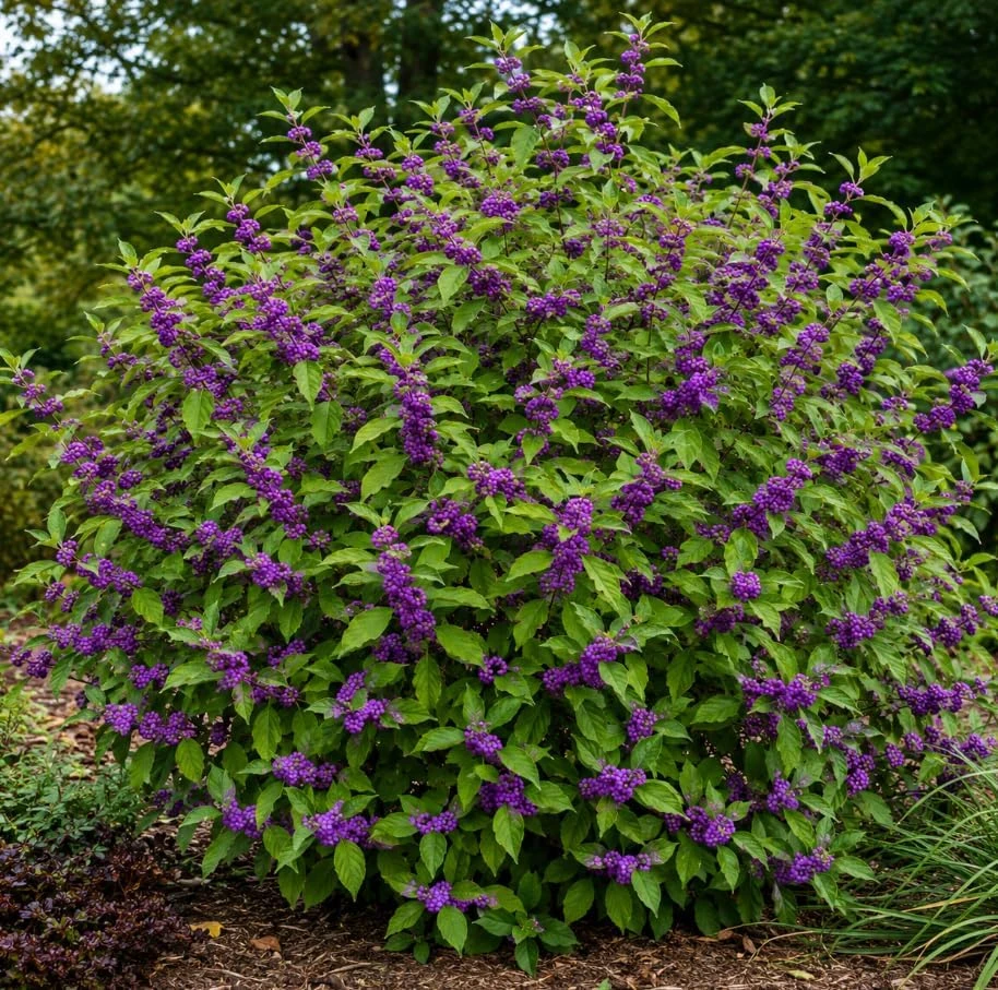 American Beautyberry Live Plant 3-Pack – Purple Berries Shrub, 8-12in Tall in 4in Pot - Image 1