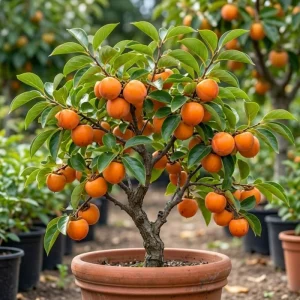 American Persimmon Tree Live Plant – Hardy Winter Plum 7-14" Tall in Qt Pot – Outdoor Fruit Tree - Image 1
