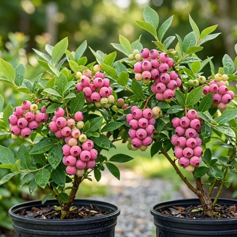 Blueberry Lemonade Live Plant 2-Pack – Pink Berries, 5-10 Inches Tall, 4 Inch Pot, Outdoor - Image 1