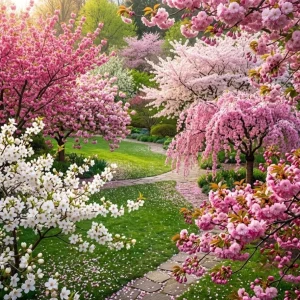 Flowering Cherry Tree Live Plants - Set of 2 Assorted Varieties, 5-12