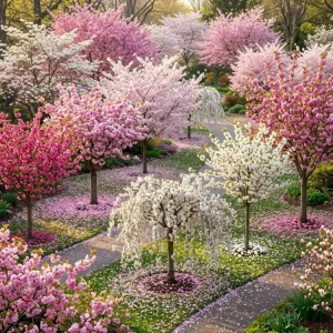Flowering Cherry Tree Live Plants - Set of 2 Assorted Varieties, 5-12