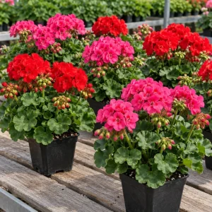 Geranium Live Plant - Red or Pink Pelargonium Flowers for Garden & Patio - Image 1