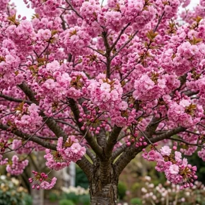 Pack of 2 Double Pink Flowering Cherry Trees Live Plant, 6-12" Tall, Ornamental Outdoor - Image 1