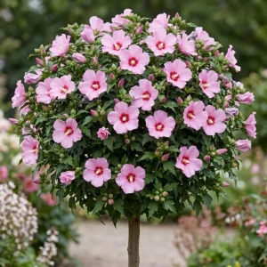 Pink Rose of Sharon Live Plant - 2 Pack, 8-12 Inch Tall, Quart Pot, Hardy Outdoor Shrub - Image 1