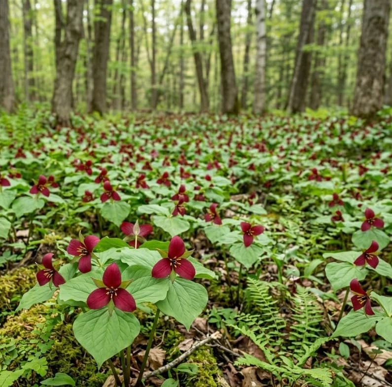 Red Trillium Bulbs – Wood Lily Flowers for Partial Shade – Pack of 10 - Image 2