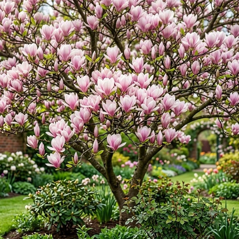 Saucer Magnolia Shrub Tree Live Plant, 6-12" Tall, Pink Fragrant Blooms, Outdoor - Image 1