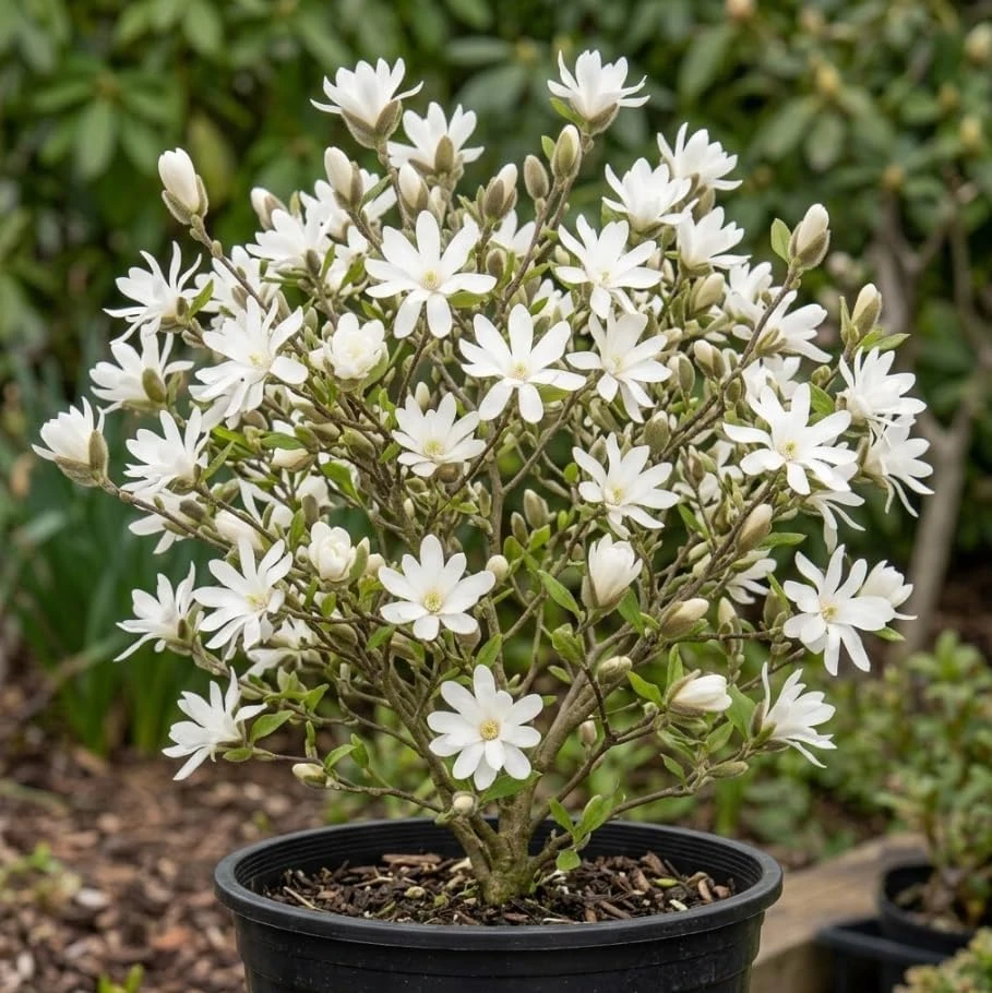 Star Magnolia Tree - Live White Flowering Shrub Plant 12-18" Tall 1 Gallon Pot Outdoor - Image 1