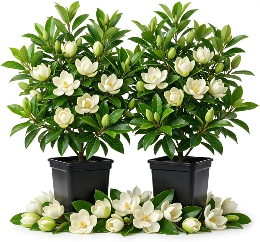 Sweetbay Magnolia Trees - Live Plant 2 Pack, White Flowers, 9-18" Tall, Quart Pot, Outdoor Shrub - Image 1