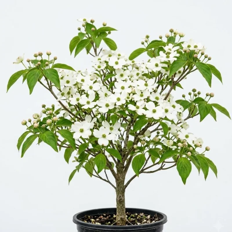 White Dogwood Tree Live Plant, Deciduous Shrub, 6-12" Tall, Quart Pot, Outdoor - Image 1